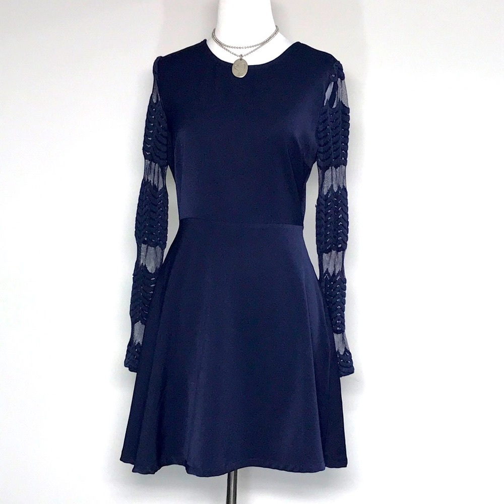Dance & Marvel Women’s Dark Blue Deep V Back Mini Dress Size Small